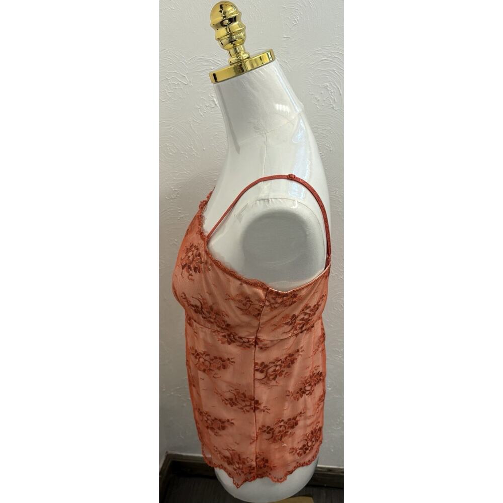 Vintage New York & Company Orange Lace Overlay Cami Size Large 90s Boho Fairy - Picture 3 of 5
